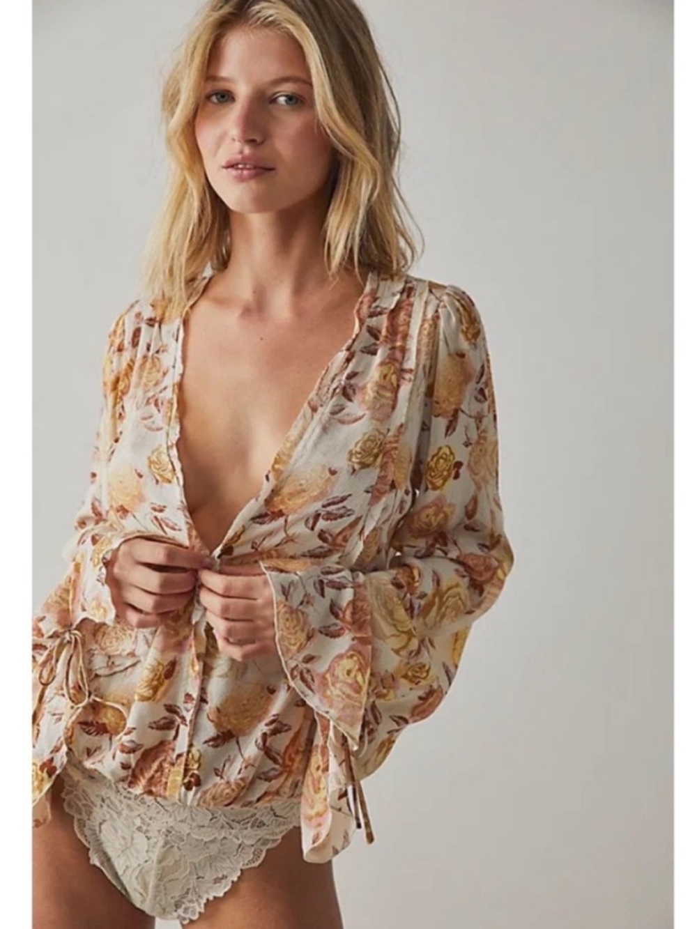 Free People Everything Rosey Bodysuit S